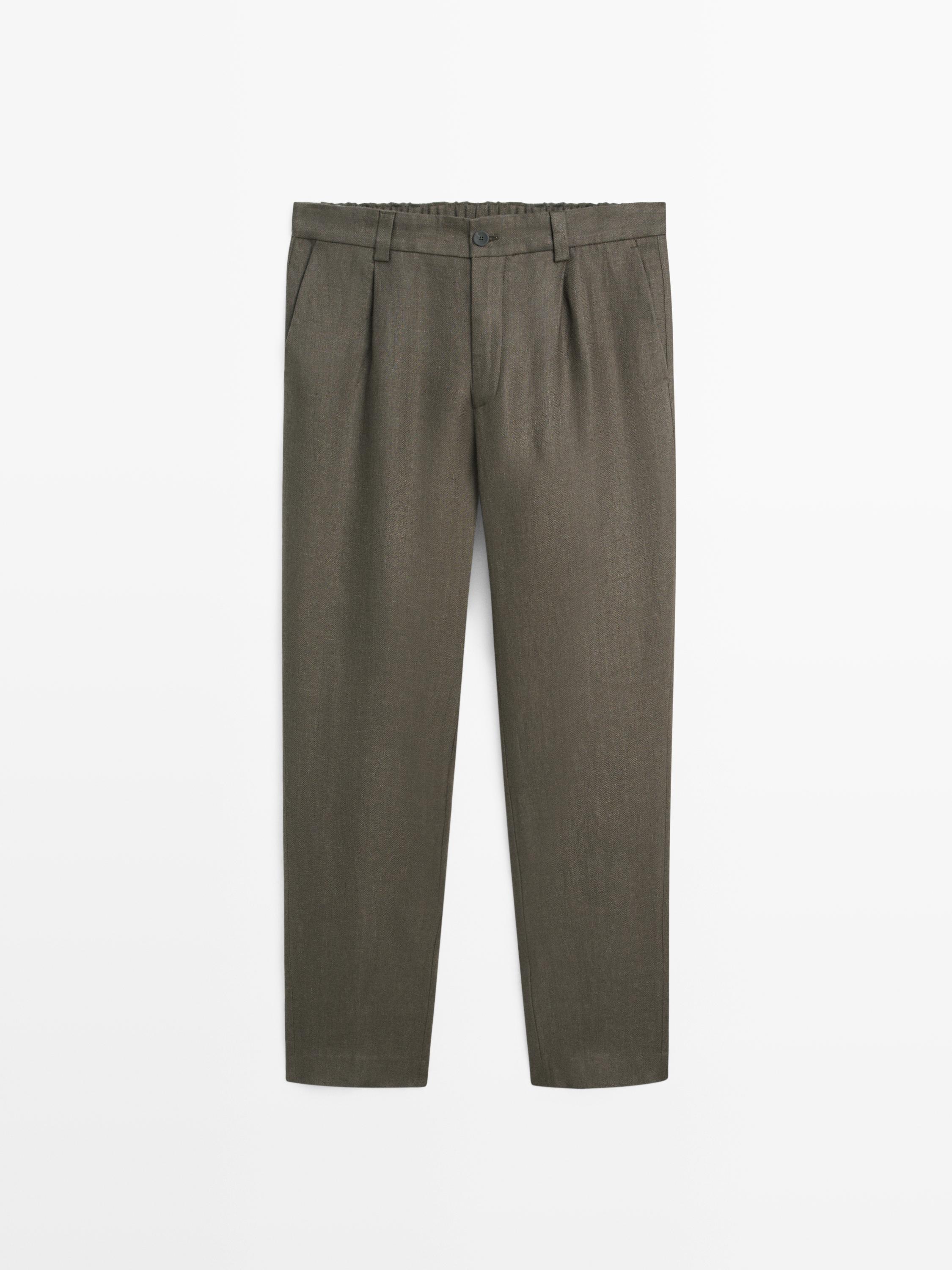 Pantalon à chevrons en lin